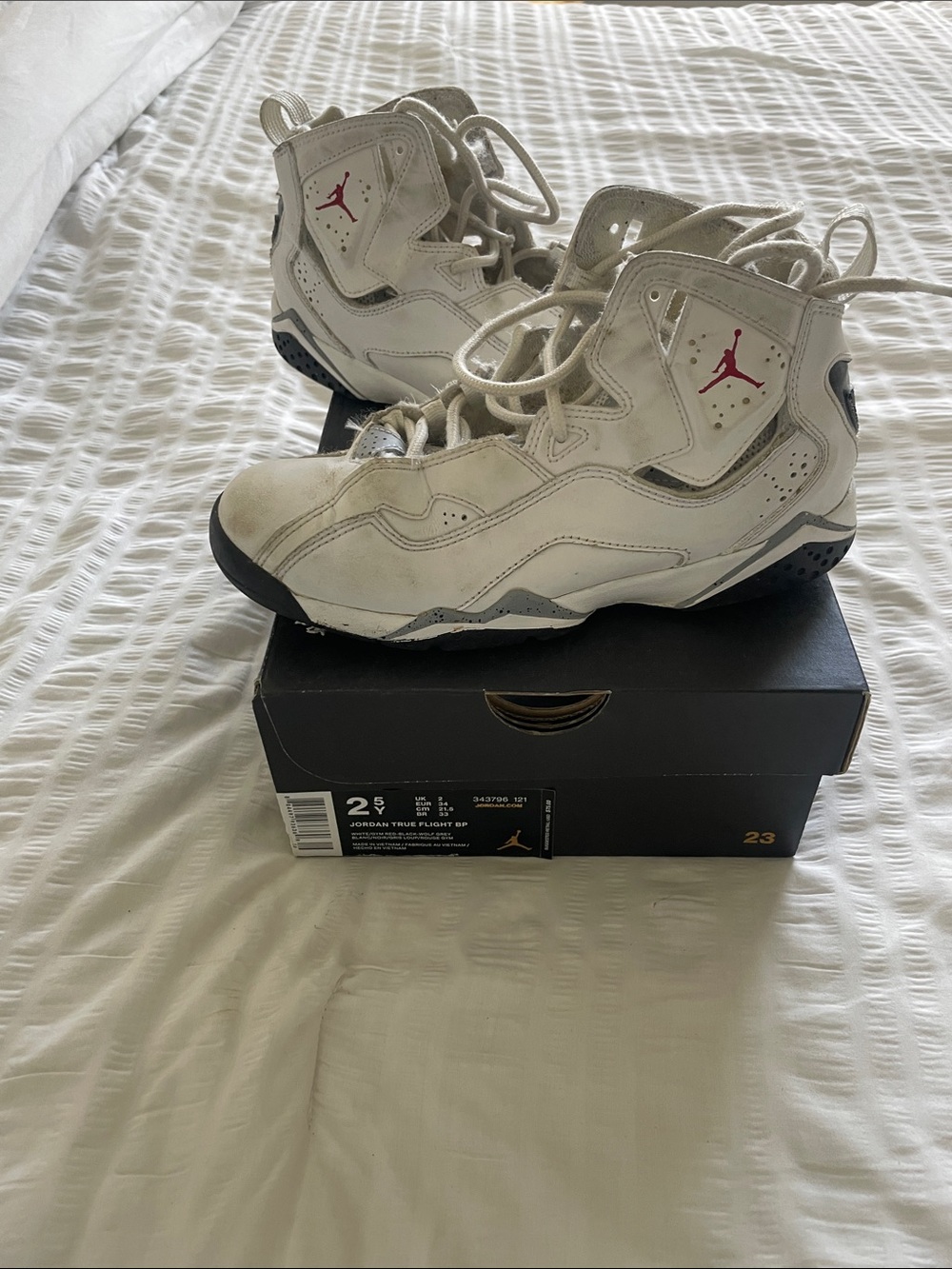Jordan Kids White and Red High-Top Sneakers